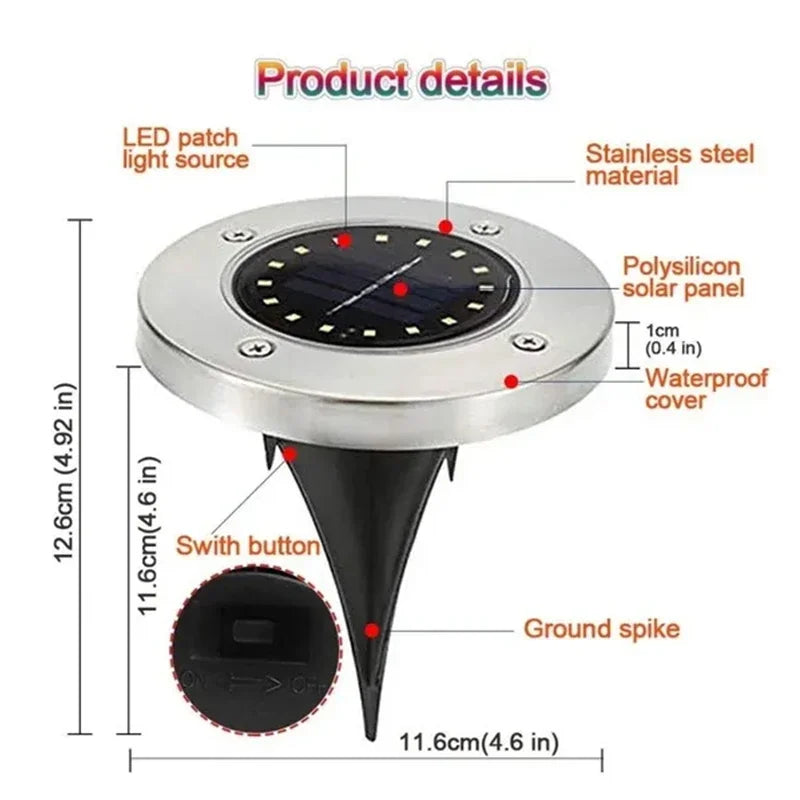 1/4/8-pack zonnelampen voor buiten, 8/20 LED's, schijfvormige ondergrondse lamp, spot, begraven zonnelamp voor huis, tuin, gazon en tuindecoratie