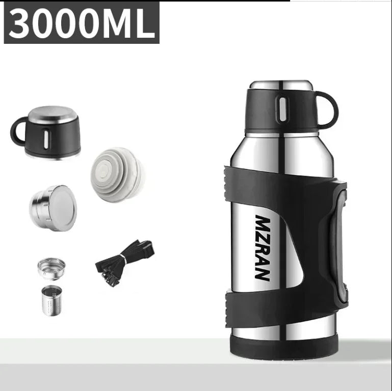 316 roestvrijstalen thermosfles met grote capaciteit, 2L/3L, buitenreiskoffiemokken, thermische vacuümwaterfles, thermische mok