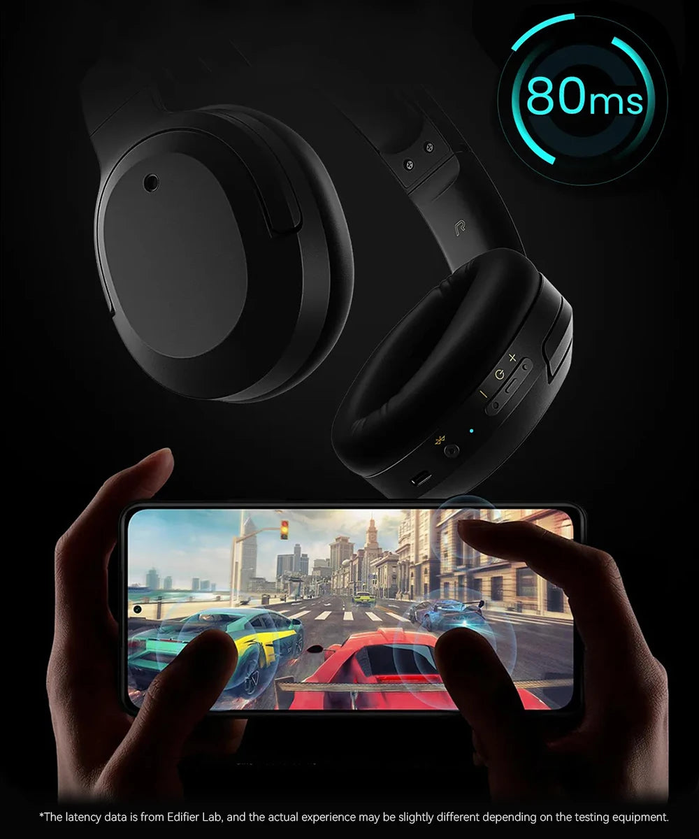 Edifier W820NB Plus Wireless Noise Cancelling Headphones 43dB ANC Hi-Res LDAC Codec 49hrs Playtime Over-Ear Bluetooth Headset