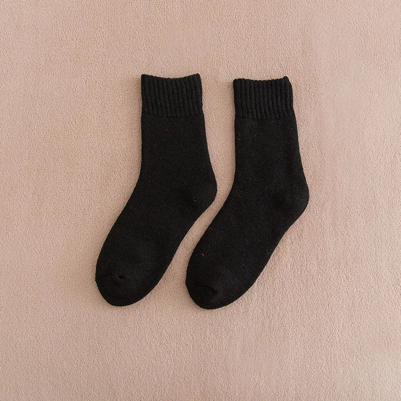 5 paar dikke, warme effen wollen sokken voor dames in de winter, harajuku, retro, koudebestendig, modieus en casual, kasjmier.