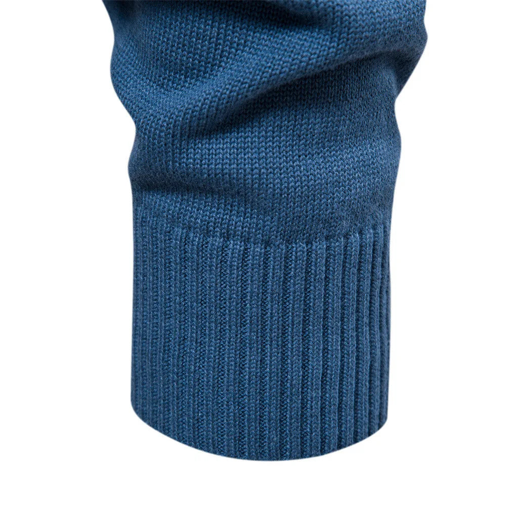 Men's Henley Collar Sweaters 100% Cotton Solid Colour Casual Pullovers Autumn Thin High Quality Sweaters for Men