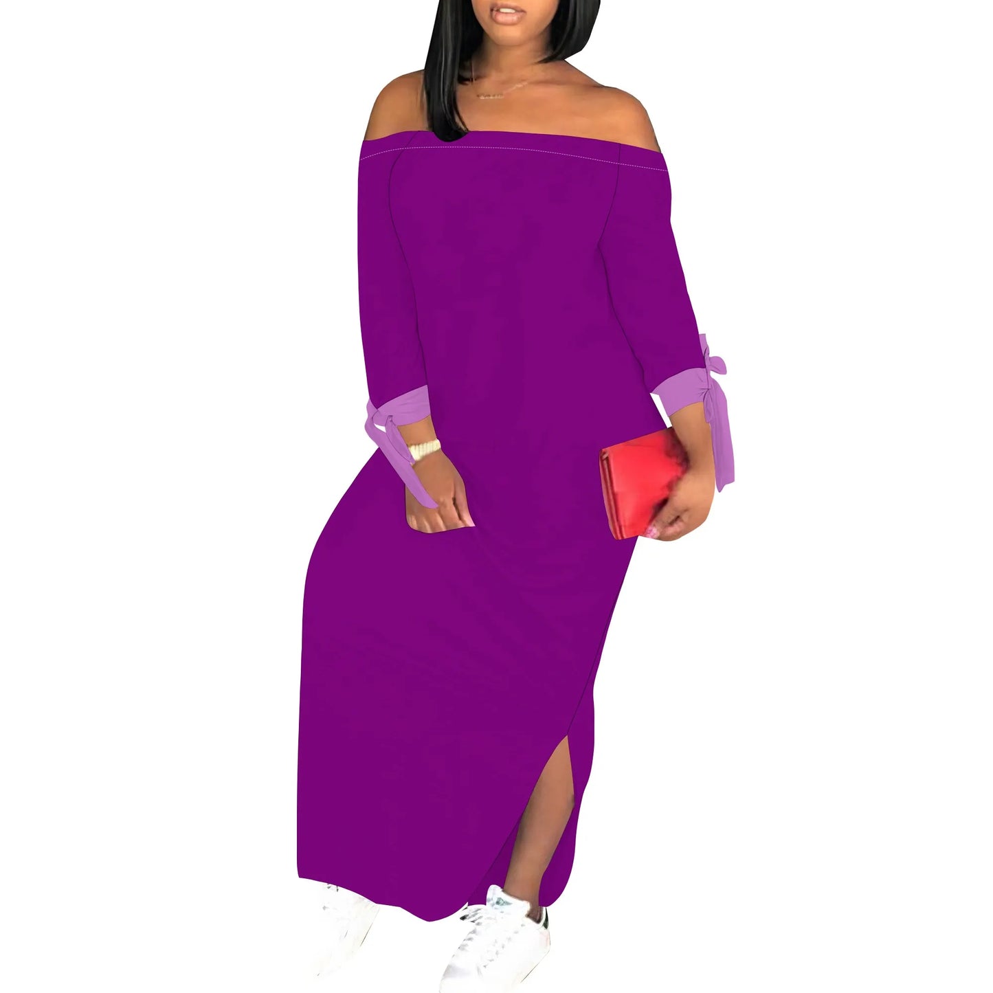 Colorful Brush Stroke Print Maxi Dress Off Shoulder Bodycon Long Sleeve Dress for Women Streetwear Fashion