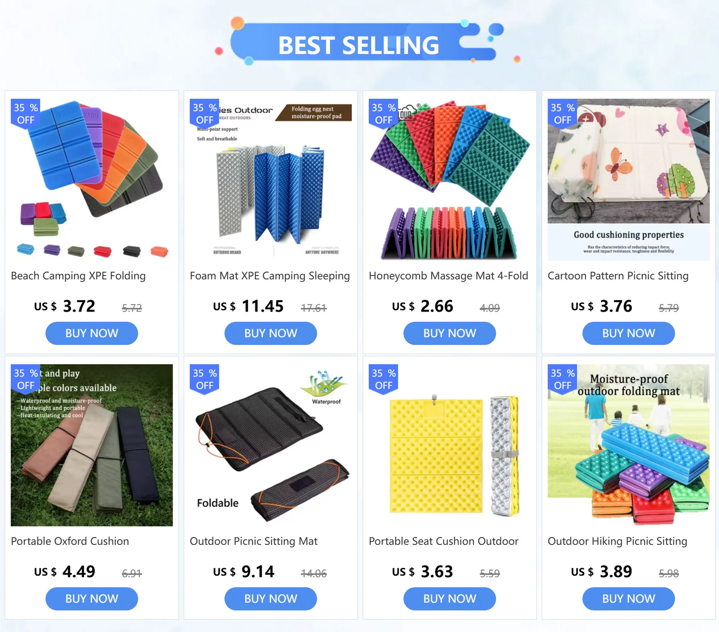 Camp Cushion Outdoor Hiking Massage Mat Camping Training Moisture-proof Pad Honeycomb Massage Mat Park Foldable Picnic Sitting