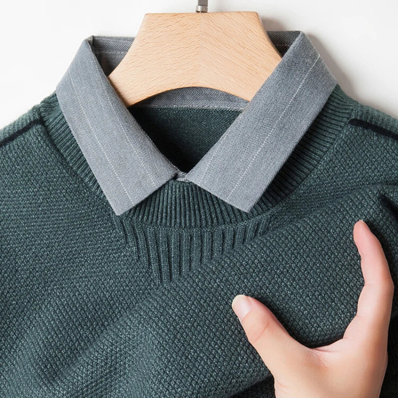 Men's Solid Colour Sweater, Stretchy and Warm For Autumn, Suitable For Business Casual and Male Daily Commute