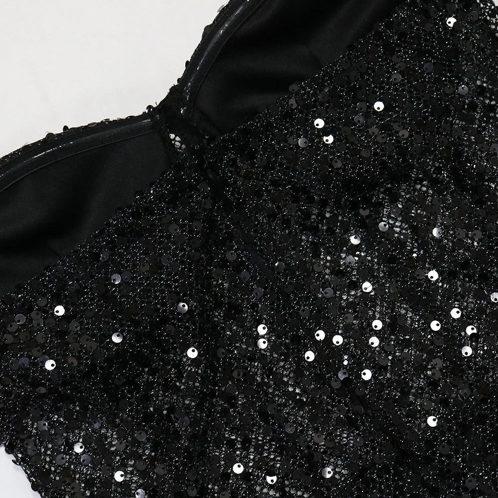 Sexy Strapless Sequin Party Dresses Long Cocktail Formal Prom Dress