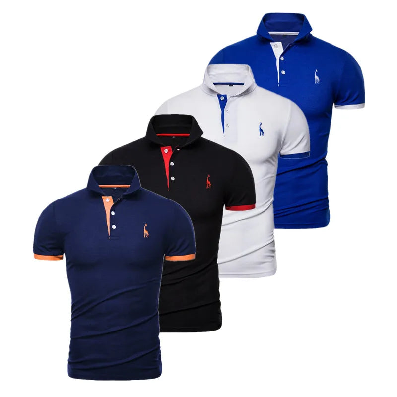 Men's 4 Pcs Embroidery Polo Shirt Casual Business Social Short Sleeve Summer Quality Slim Fit Shirts For Men