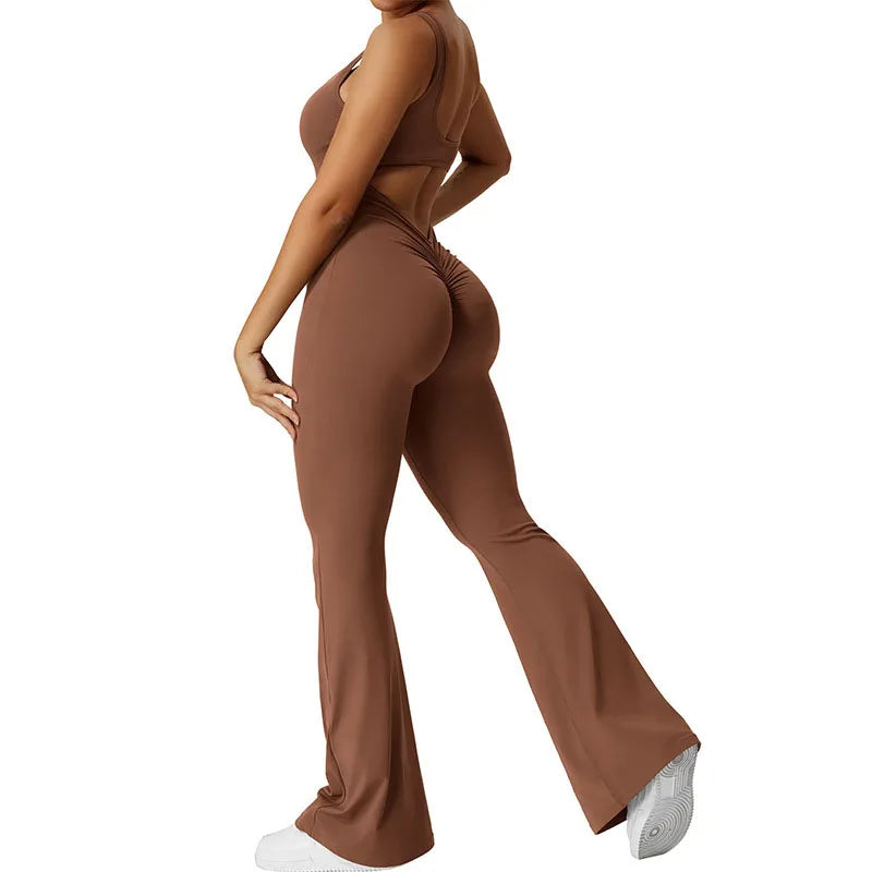 Sexy strakke jumpsuits voor dames, effen kleur, uitgehold, rugloos, mouwloos, yoga-rompertjes, vrouwelijke stretch, workout, liftende heupen, bodysuits