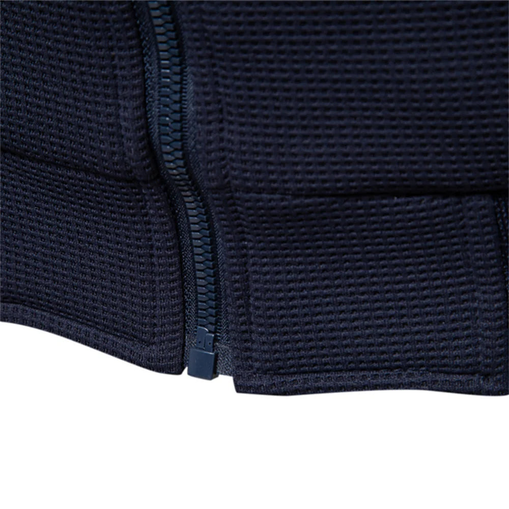 Men's Waffle Fleece Lined Bomber Jacket Autumn Winter Warm Casual Zipper Pocket Outwear Jackets and Coats for Men