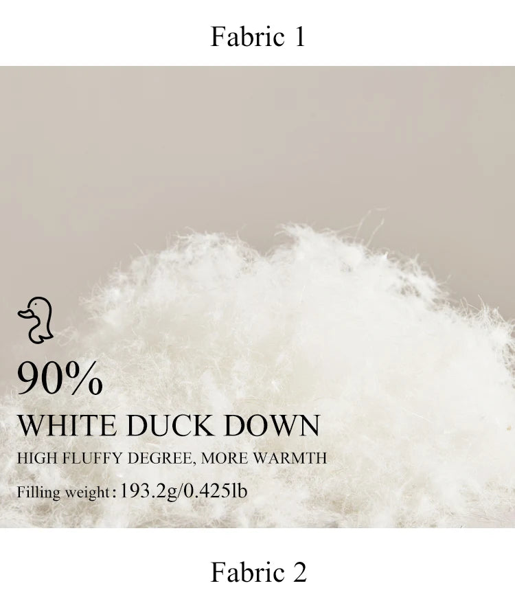 Women's Luxury Puffer Wool Winter Jacket, Duck Down Coat, Long Hat Detachable Hooded Outerwear For Ladies
