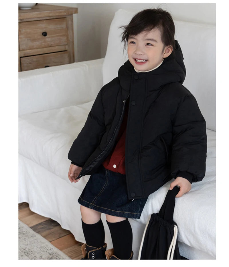 Children's Down Jacket Winter New Kid's Clothing Korean Version Boys Loose Solid Colour Thick Coat Girls Warm Outwear 2-7Y Unisex