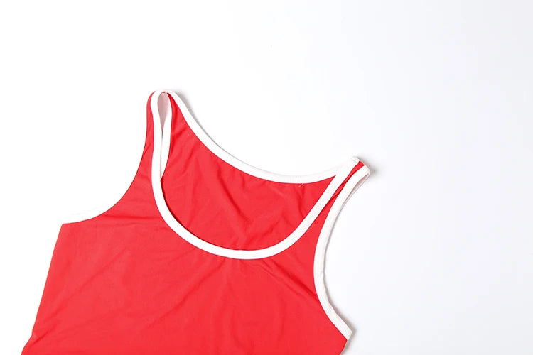 Casual Simple Women 2 Piece Set Tracksuit Skinny Tank Tops + Irregular Hem Skirts Matching Stretch Streetwear Outfits