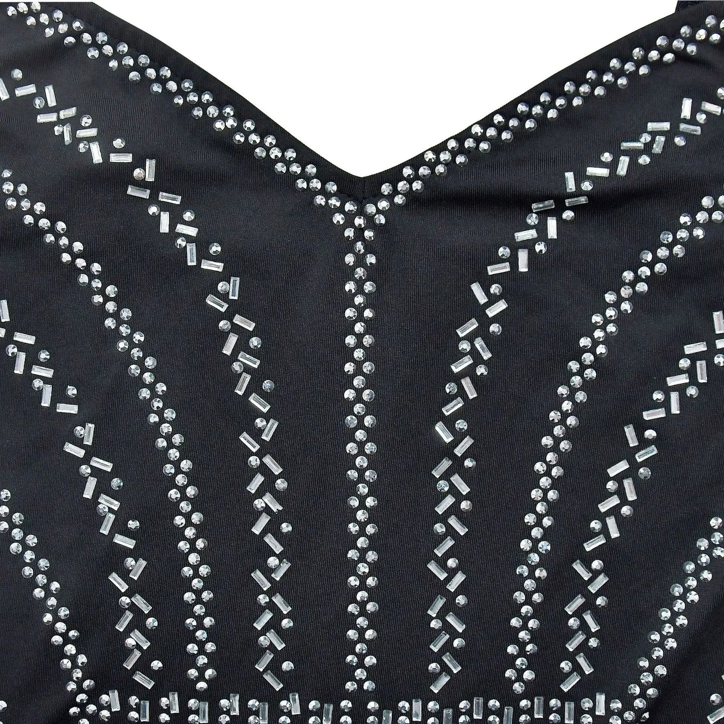 Women's Sexy Solid Color Spaghetti Strap Rhinestone Decor Deep V Neck Party Dress