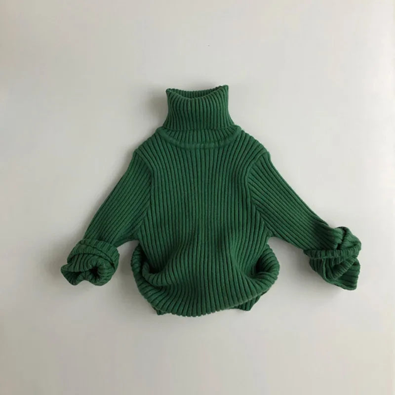 Kids Sweaters Solid Girls Sweater Brief Boys Pullover Turtleneck Knitwear For Children 1-7Y Unisex