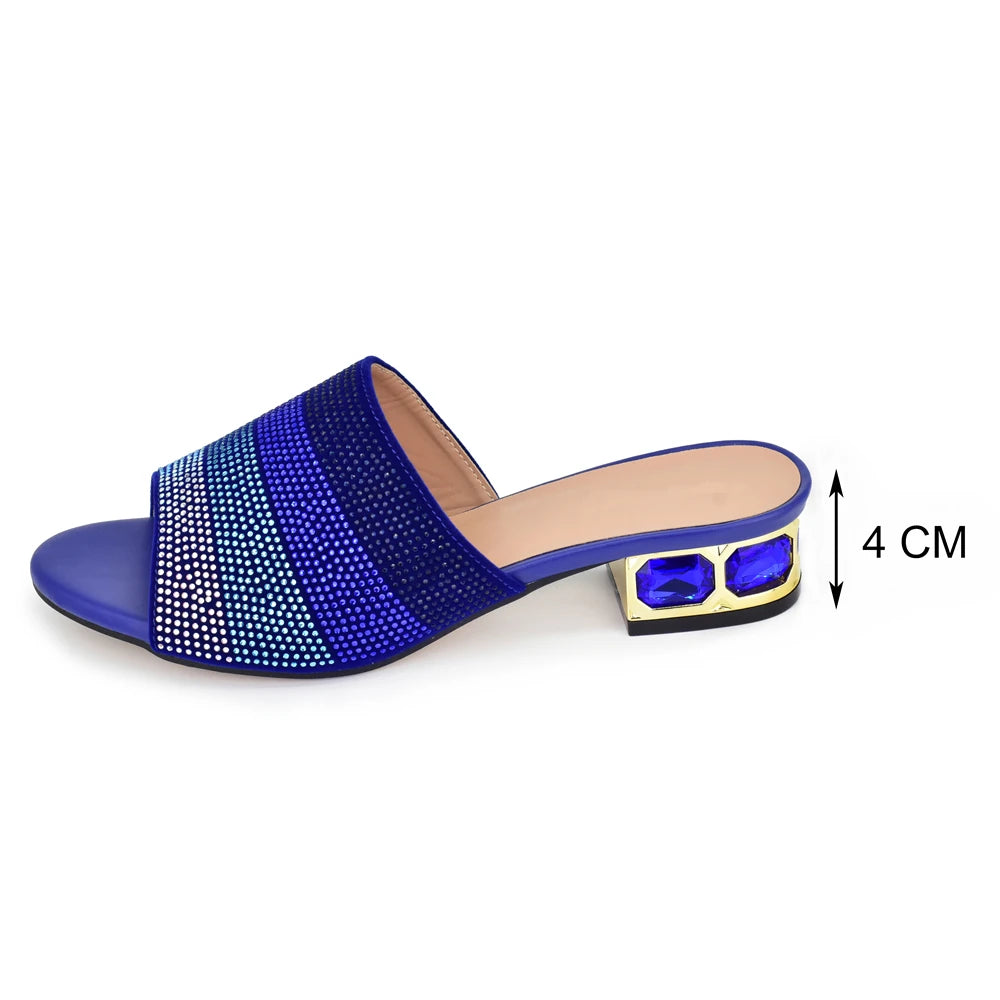 2025 Luxury Women's Designer Low Heel Party Slippers Shoes Decorated With Rhinestone for Bride's Wedding