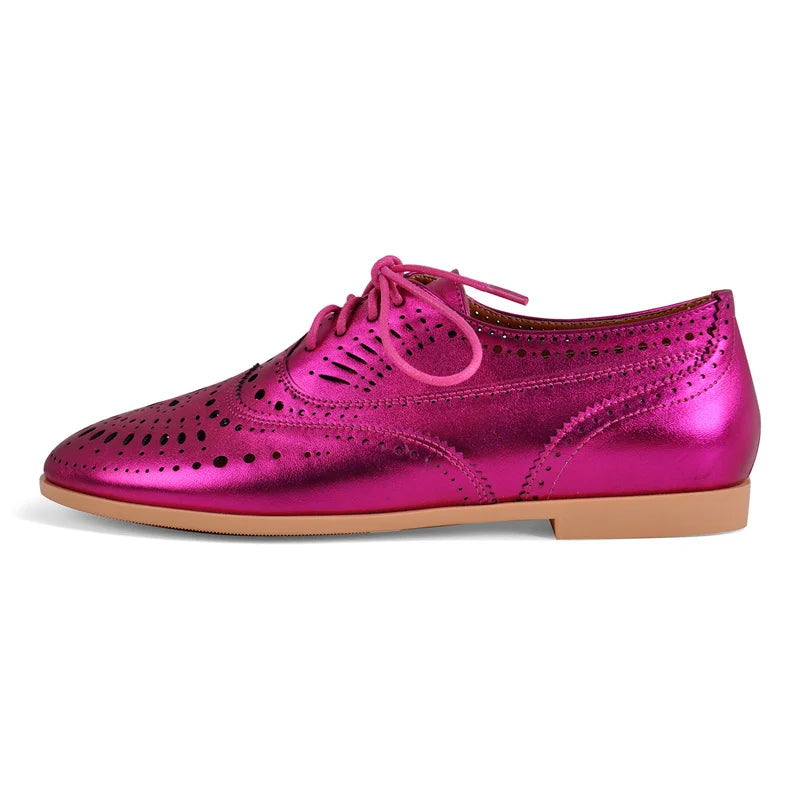 Women Round Toe Hollow Lace-up Loafers Flats Shoes Daily Elegant Flats