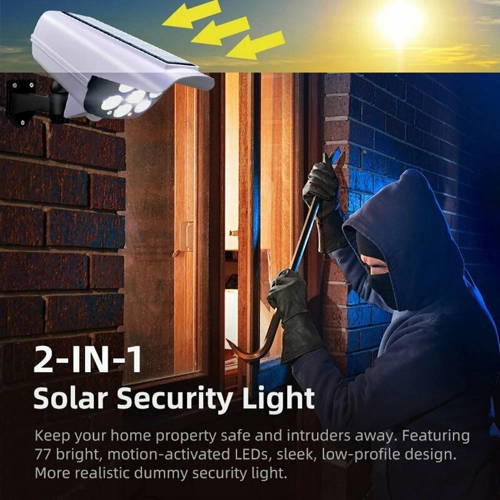 77 LED Solar Light Bewegingssensor Beveiligingscamera Dummy Draadloze Buitenschijnwerper IP65 Waterdichte Lamp 3 Modi Voor Thuis Tuin
