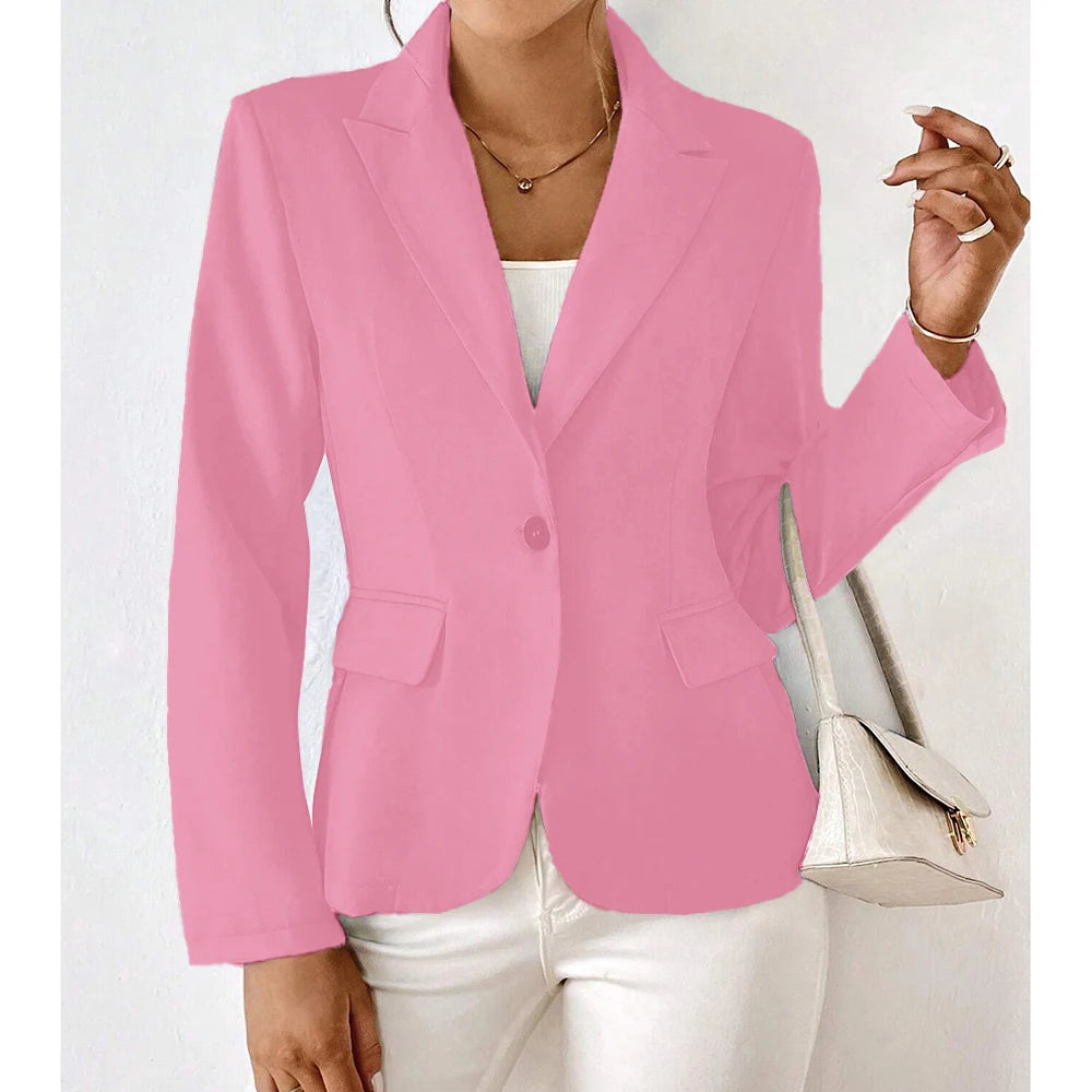 Damesblazers All Season Decent Plain Single Button Long Sleeve Revers Business Blazers