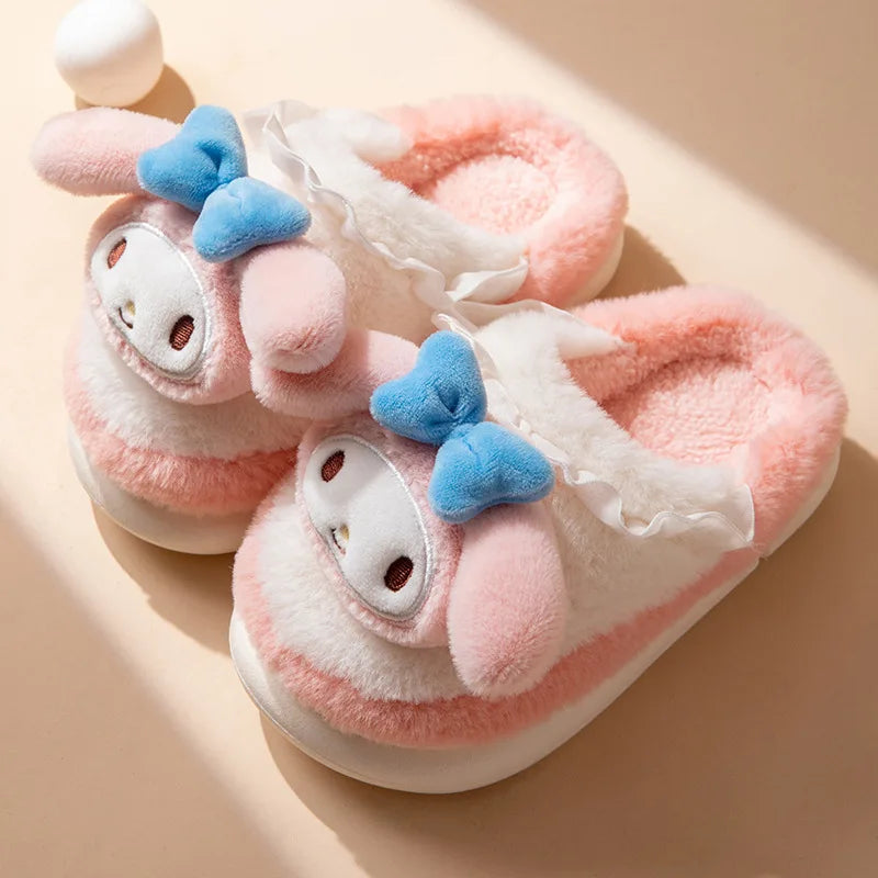 Kids' Slippers House Shoes Kuromi Cartoon Winter Shoes Warm Anti-Slip Soft Bottom Shoes For Girls Size 24-41