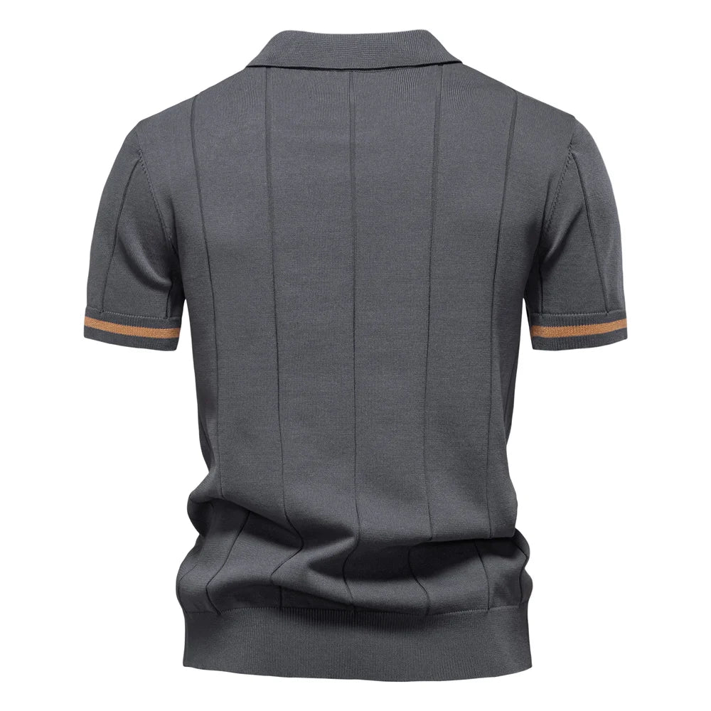 Men's Solid Colour Sport Zipper Polo Shirt Athletic Social Polo Shirts for Men Office Slim Fit Polo