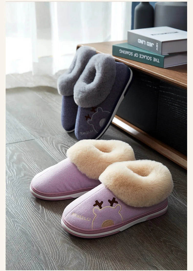 Unisex Warm Plush Winter Slippers Indoor Furry Fluffy Cotton Slides Suitable As Comfortable Home Bedroom Shoe For Men & Women