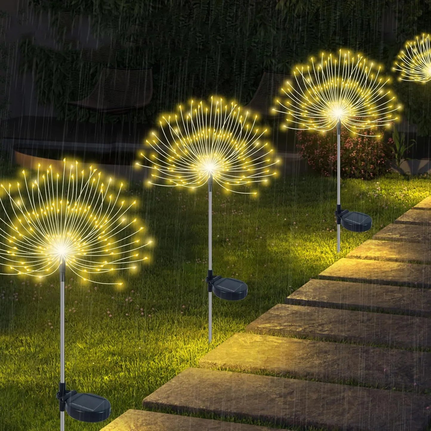200LED LED-zonnevuurwerkverlichting voor buiten, grasbol, paardenbloemlamp voor tuin, gazon, landschapslamp, vakantieverlichting