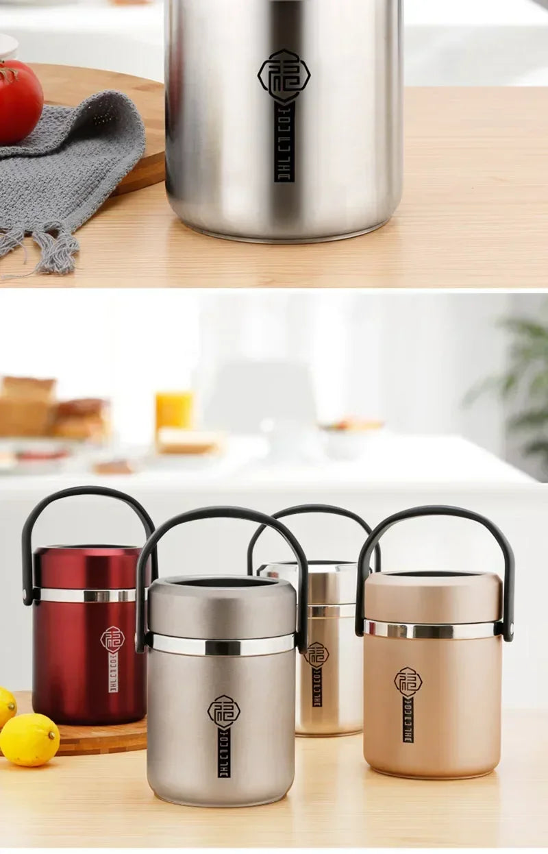 6 Hours Thermal Vacuum Lunch Box 304 Stainless Steel Insulated Worker Adult Food Container Large Picnic Student Bento Box Set