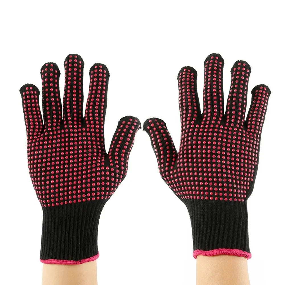 1 Pair Barbecue Anti-scald Gloves Heat Resistant BBQ Oven Gloves Kitchen Fireproof Anti-slip Gloves For Cooking