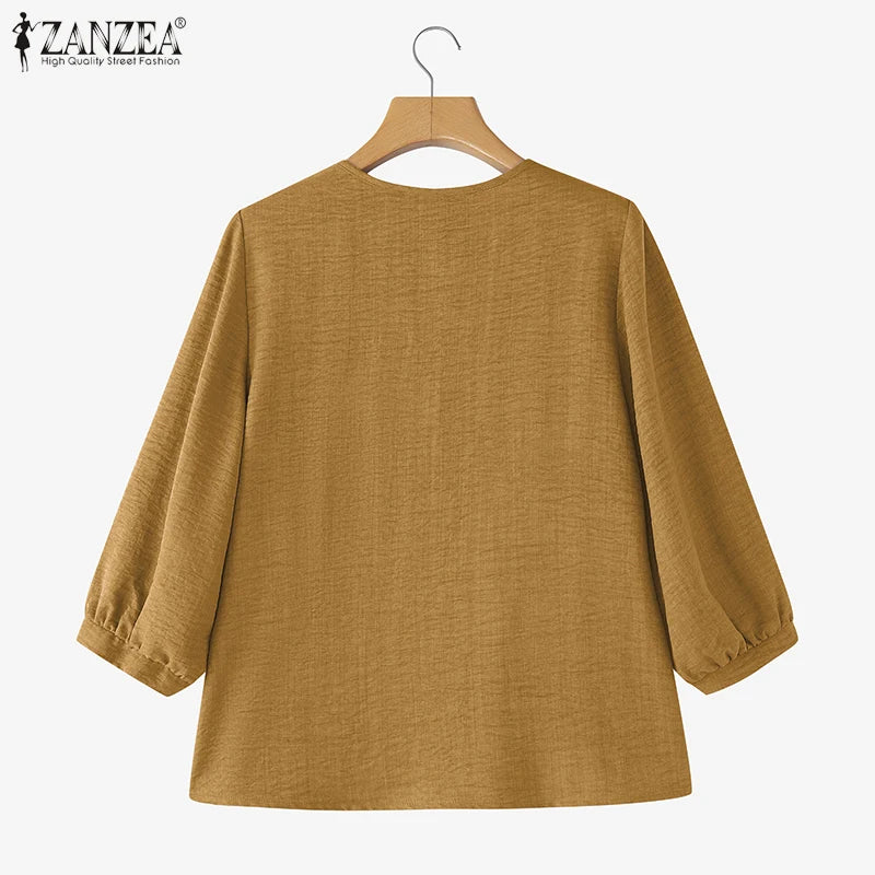 2025 Autumn Office Shirts Women Long Sleeve Buttons Blouses Casual O Neck Solid Loose Tops Female Work OL Blouses Chemise