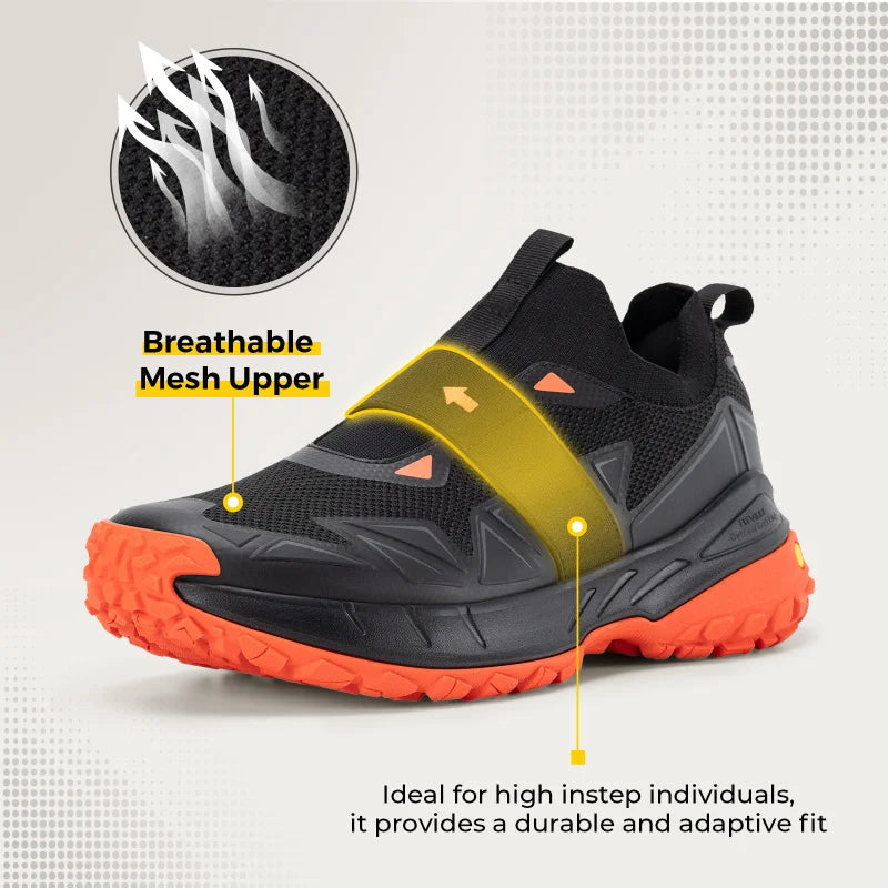 Men's Widened Hiking Walking Shoes Slip-On Comfortable Orthopaedic With Arch Support Non-Slip Sports Shoes For Travel
