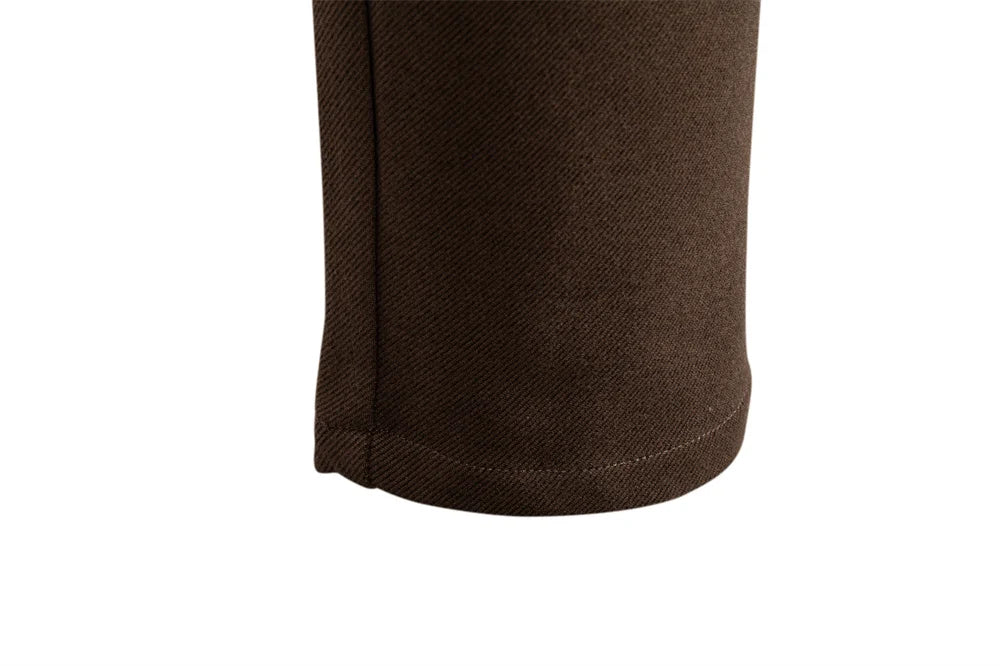 Men's Thermal Pants Solid Colour Winter Warm Casual Trousers Elastic Waist with Drawstring Slim Fit Zipper Pants