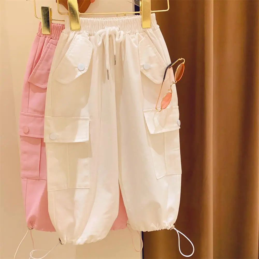 New Spring Autumn Cool Kids Girls Boys Cargo Pants Active Loose Sweat Trousers Children Outwear 0-7T Unisex