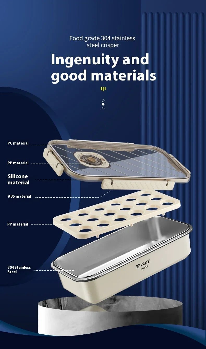 Stainless Steel Airtight Containers w/ Date Indicator & Leakproof Lid - BPA-Free Microwave/Freezer Safe - Home/Kitchen Lunch Box