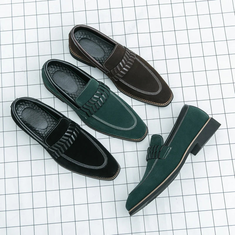 Formal Dress Oxford Shoes Men Green Suede Leather Male Business Formal Suit Shoes Over Size 38-48 Adult Leisure Walking Shoes