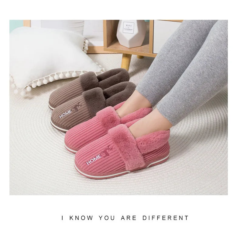 Unisex Warm Plush Winter Slippers Indoor Furry Fluffy Cotton Slides Suitable As Comfortable Home Bedroom Shoe For Men & Women