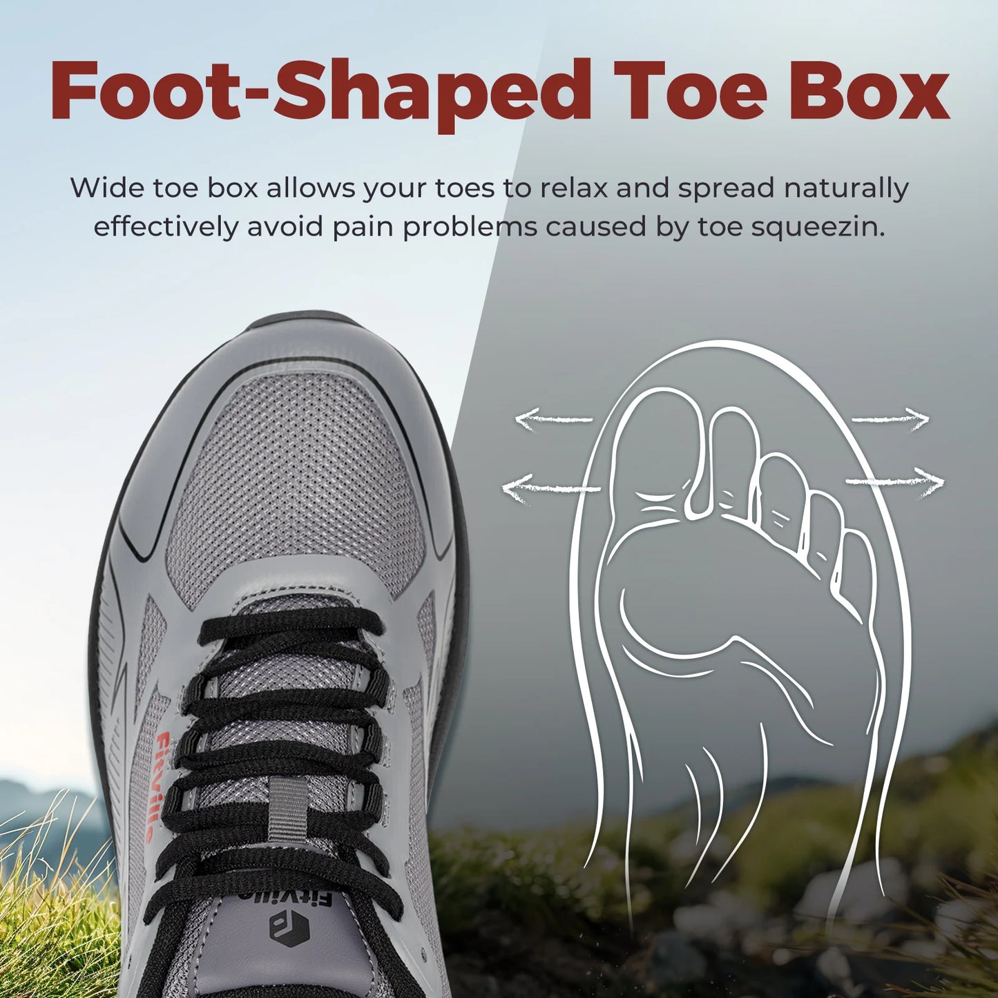 Non-Slip Trail Running Shoes Men's Sneakers Extra Wide Lightweight for Male Swollen Feet Arch Support Pain Relief