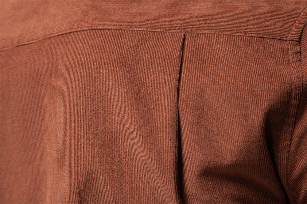 2025 Men's Corduroy 100% Cotton Solid Colour Autumn Winter Thickened Business Casual Long Sleeve Classic Male Shirt