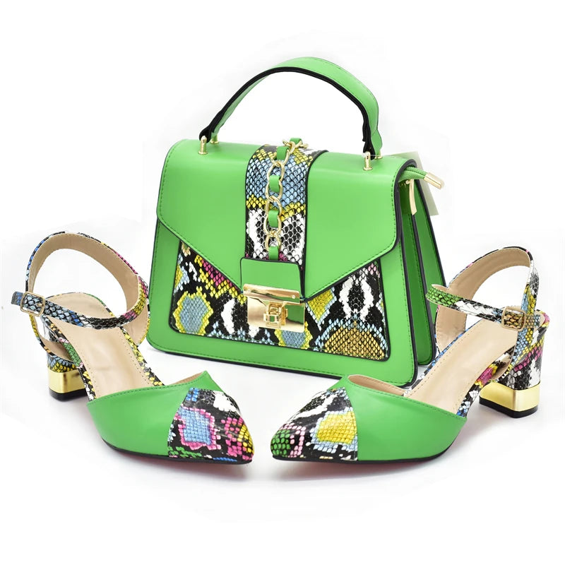 Women's Designers Italian Shoe and Bag Set for Nigerian Ladies' Luxury Party Shoes With Sexy High Heels