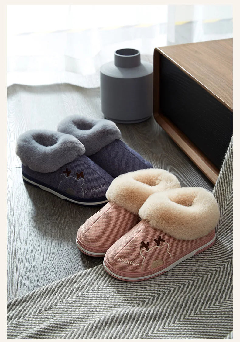 Unisex Warm Plush Winter Slippers Indoor Furry Fluffy Cotton Slides Suitable As Comfortable Home Bedroom Shoe For Men & Women