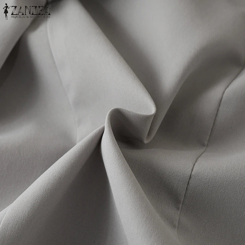 2025 Autumn Lightweight Blazer for Woman V-Neck Long Sleeve Solid Colour Casual Suit Coats Korean Fashion Office Wear