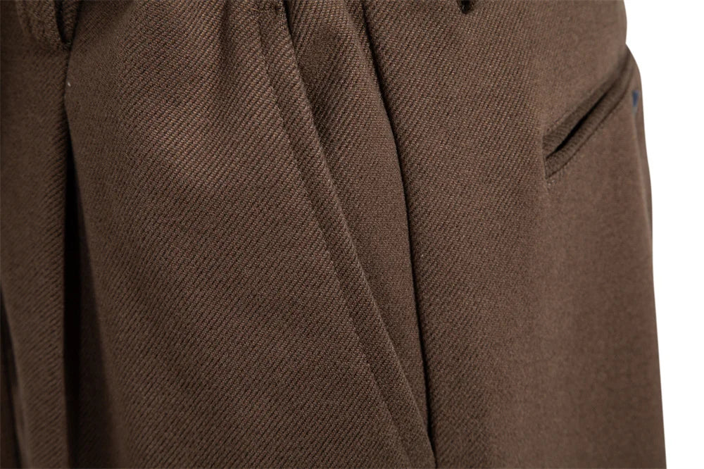 Men's Thermal Pants Solid Colour Winter Warm Casual Trousers Elastic Waist with Drawstring Slim Fit Zipper Pants