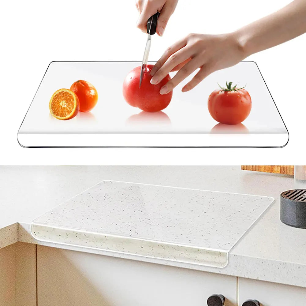 Acrylic Cutting Board With Counter Lip Clear Chopping Block For Kitchen Counter Non Slip Countertop Protector Home Essentials