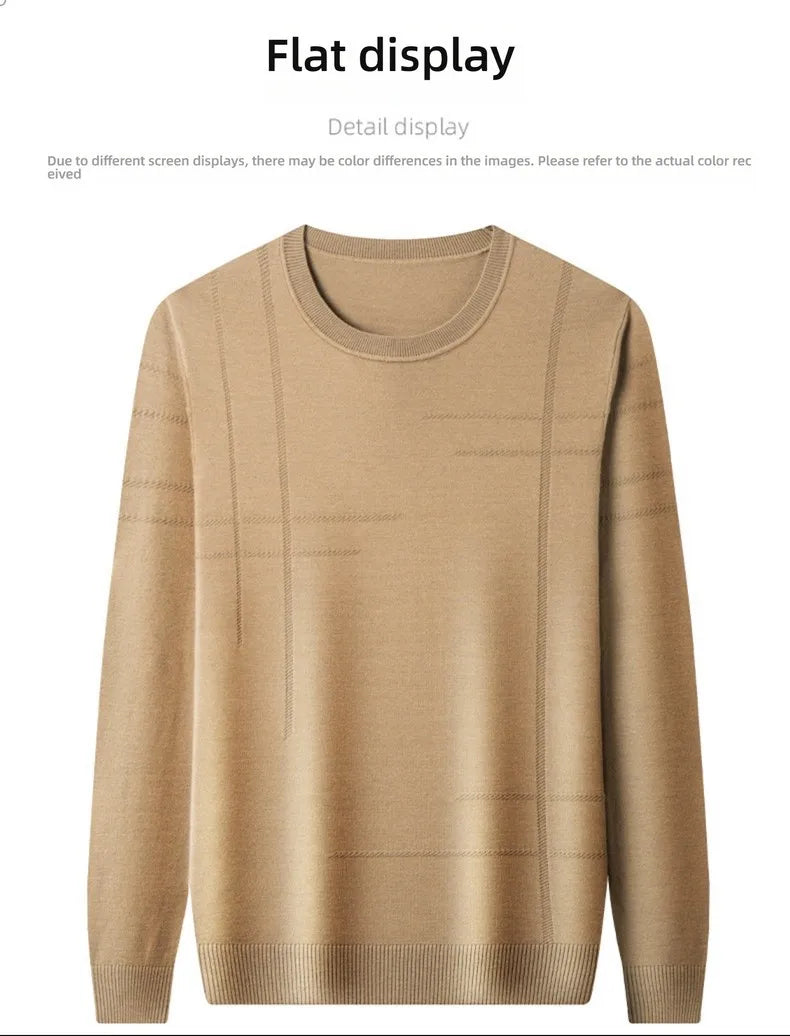 Men's High-End Woollen Striped Designer Knitted Pullover Sweater, Casual Trendy Korean Brand, and Male Jumpers