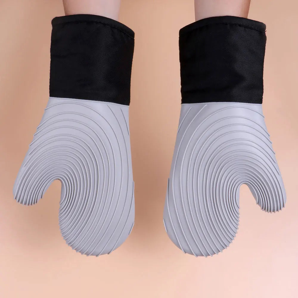 Flexible Silicone Oven Mitts Set For Cooking Kitchen Essentials Extra Long Professional Heat Resistant Gloves Baking Supplies