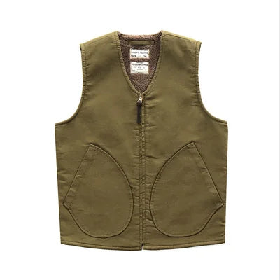 Winter New American Retro Thickened Velvet Naval N1 Deck Vest Men's Fashion 40% Cashmere Washed Casual Cargo Waistcoat