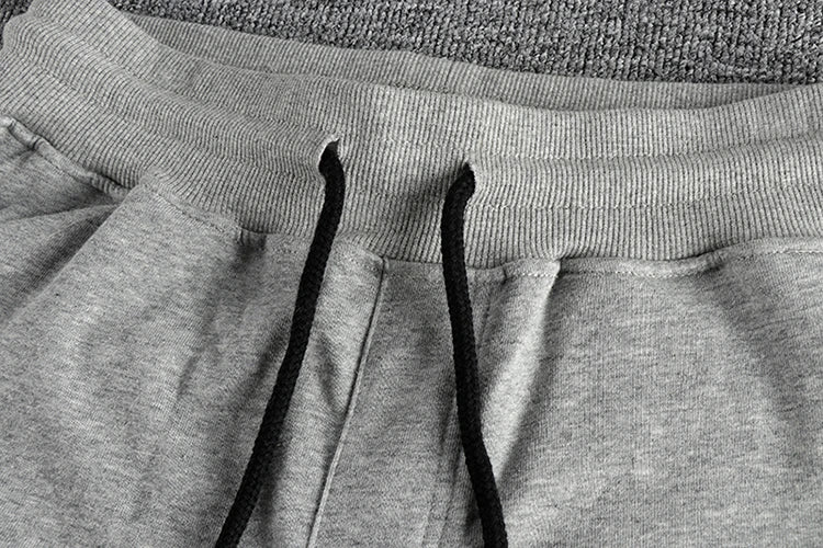 Autumn American Retro Terry Knitted Embroidery Sweatpants Men's Simple Elastic Waist Drawstring Sport Casual Youth Slim Pants