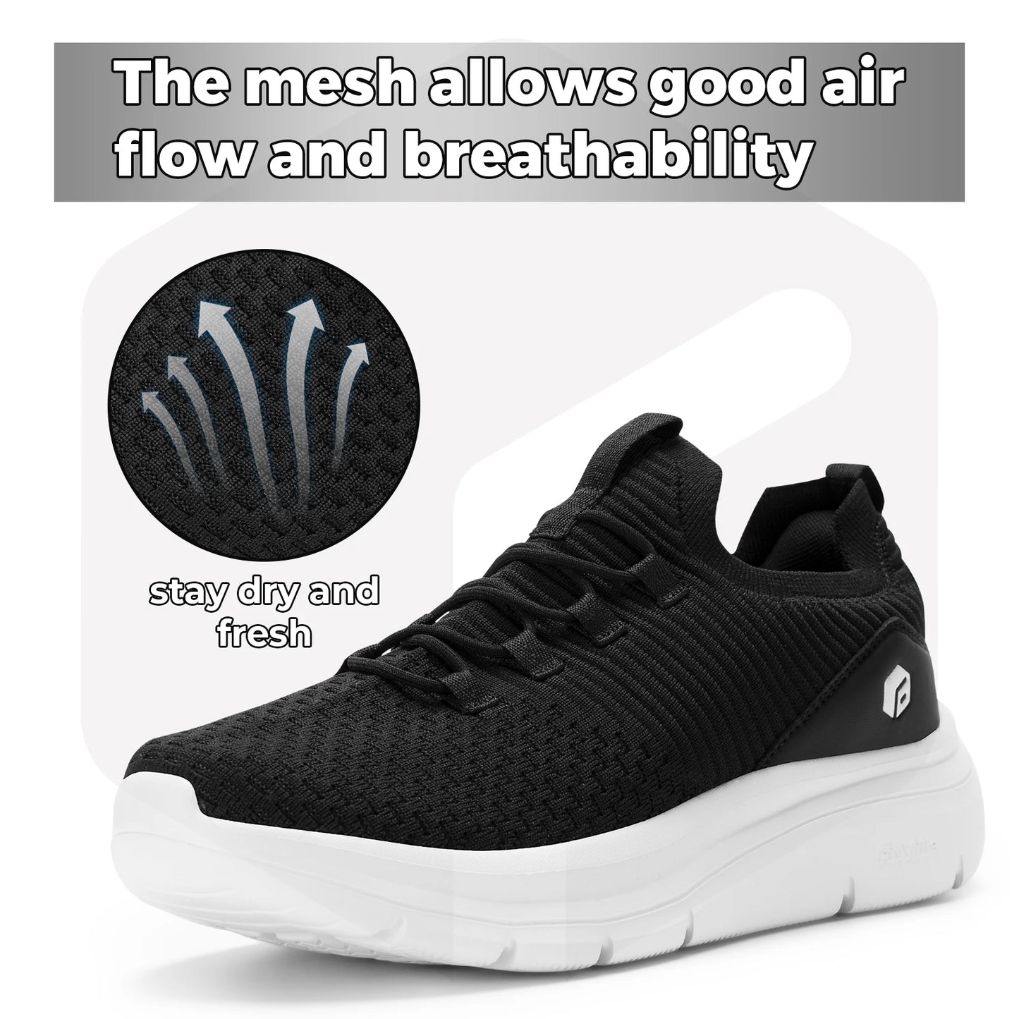 Men's Shoes Slip on Walking Sneakers Lightweight Wide Width for Flat Feet Plantar Fasciitis Heel Pain Relief