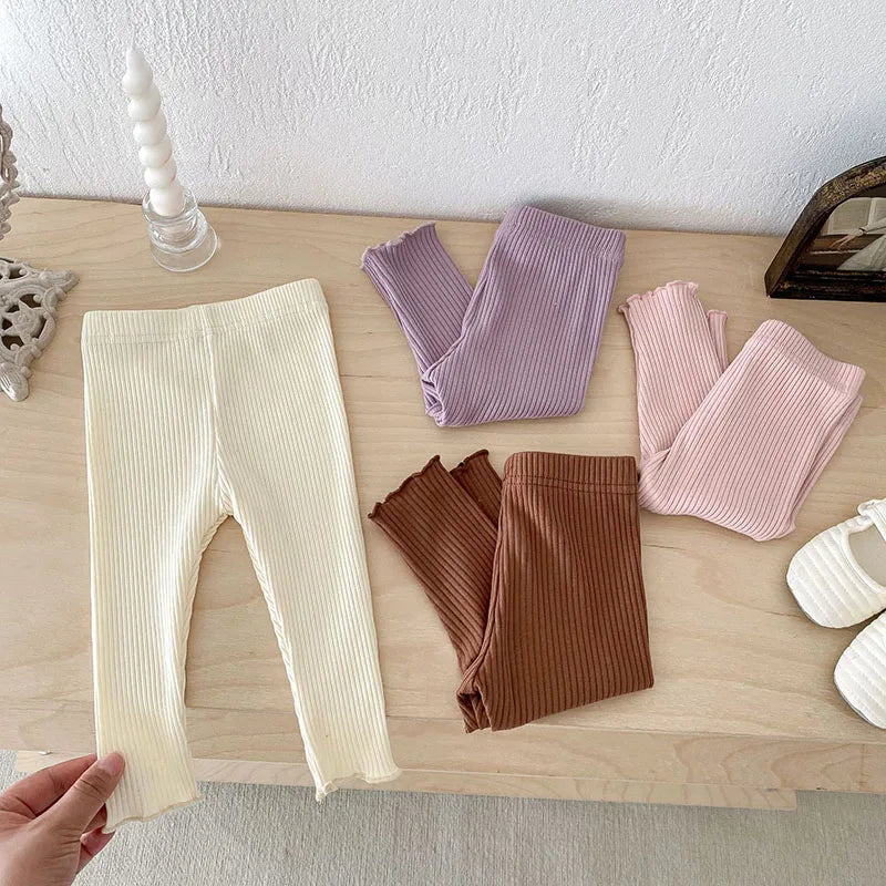 Herfst Baby Leggings Leuke Effen Kleur Meisjes Jongens Pit Strip Skinny Broek Ademende Peuterbroek 6M-3 & Unisex