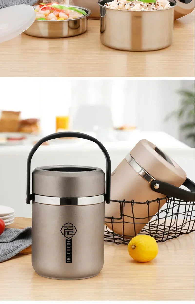 6 Hours Thermal Vacuum Lunch Box 304 Stainless Steel Insulated Worker Adult Food Container Large Picnic Student Bento Box Set
