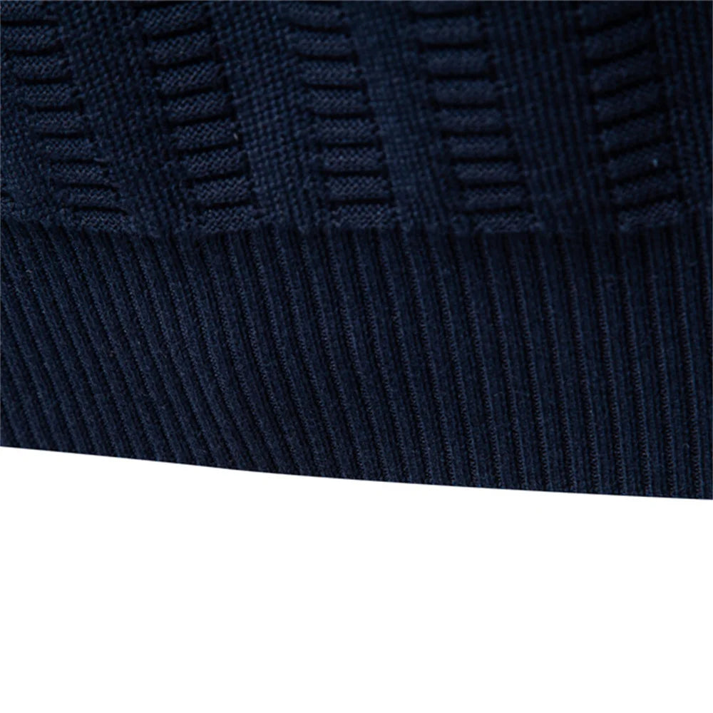 Men's Luxury Striped Pullover Style Cotton Knitwear Thickened Warm Crew Neck Winter Social Male Sweater