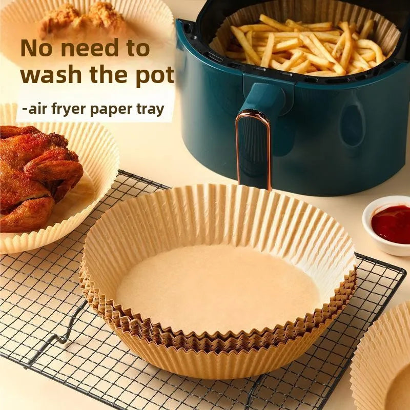 Set van 50 stuks Airfryer-accessoires Wegwerpbare antiaanbakpapieren bakvormpjes Bakovenpapier Aerogrill-bakvormpjes